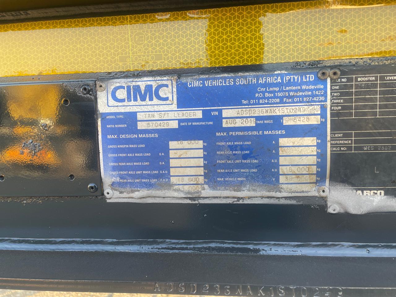 2019 CIMC 40 cube side Tipper Trailer